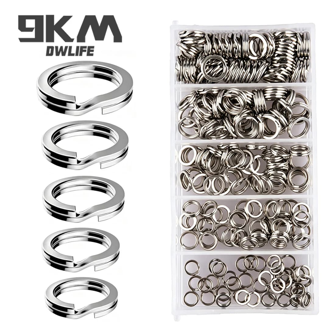 Edelstahl-Split-Ringe, abgeflacht, Kit, 100-250 Stück