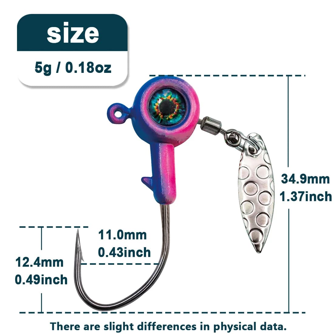 Jigkopf-Haken mit Weidenblatt-Spinner Underspin