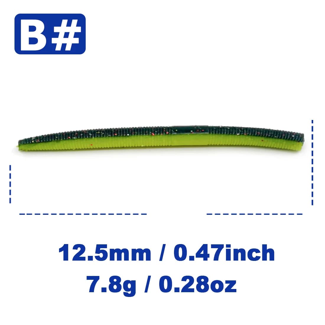 Weiche Kunststoff-Wurm-Stick-Köder für Wacky-Rig, 15 Stück, Kürbisfarbe