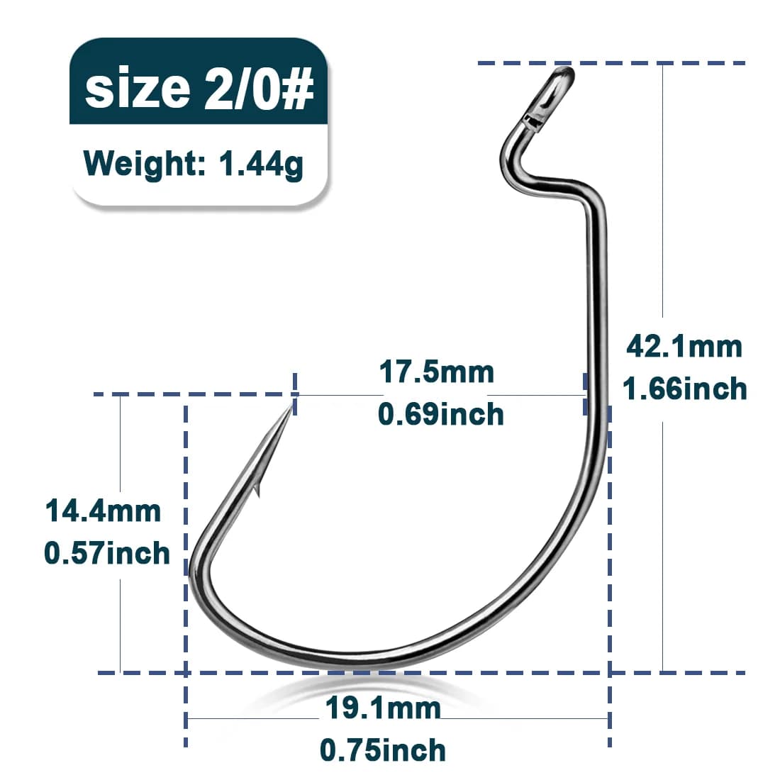Wide Gap Offset EWG Wurm-Angelhaken