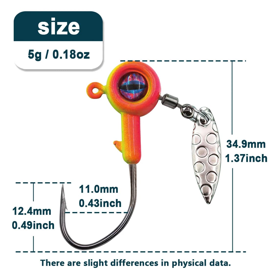 Jigkopf-Haken mit Weidenblatt-Spinner Underspin