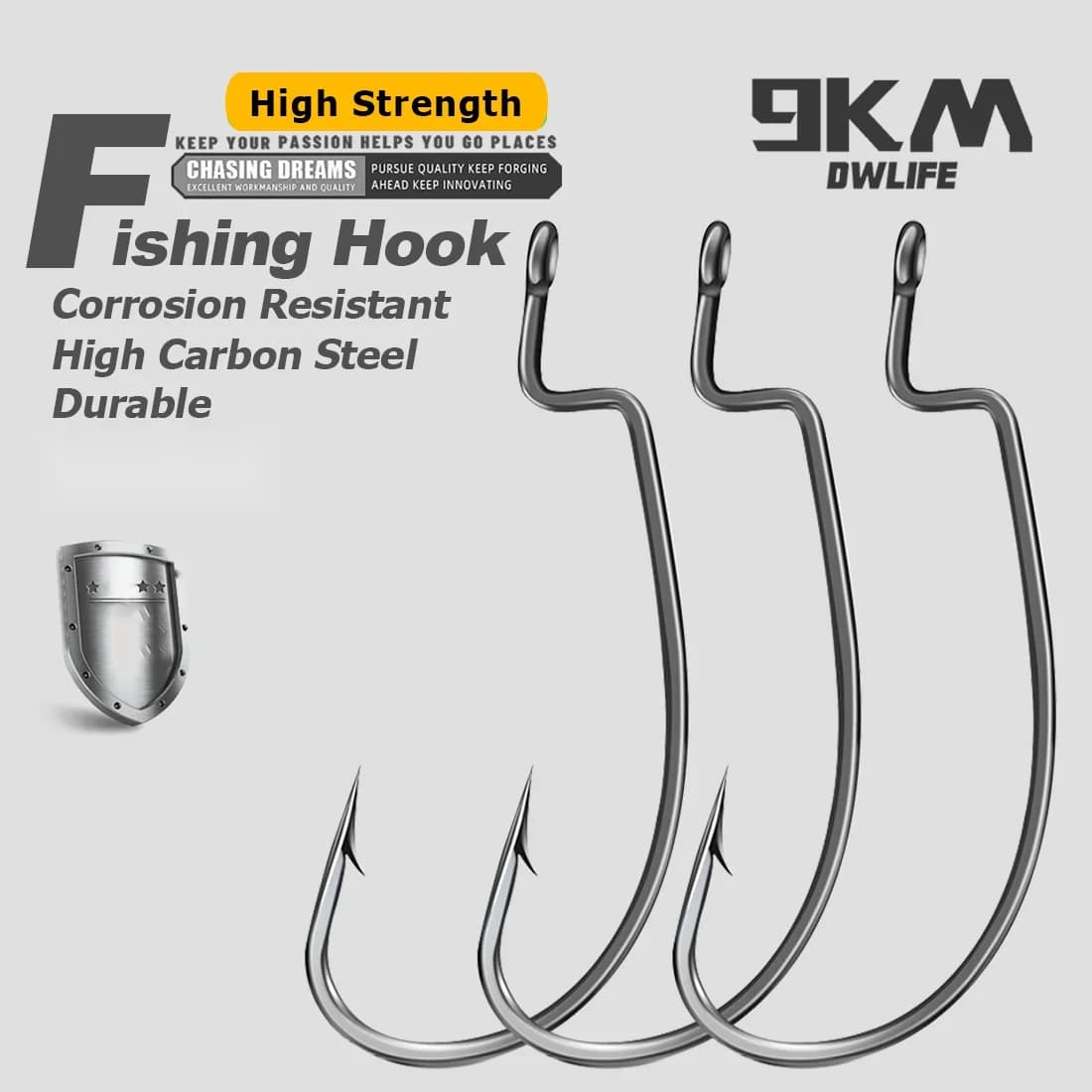 EWG Bass Fishing Worm Hooks, 25 Pcs