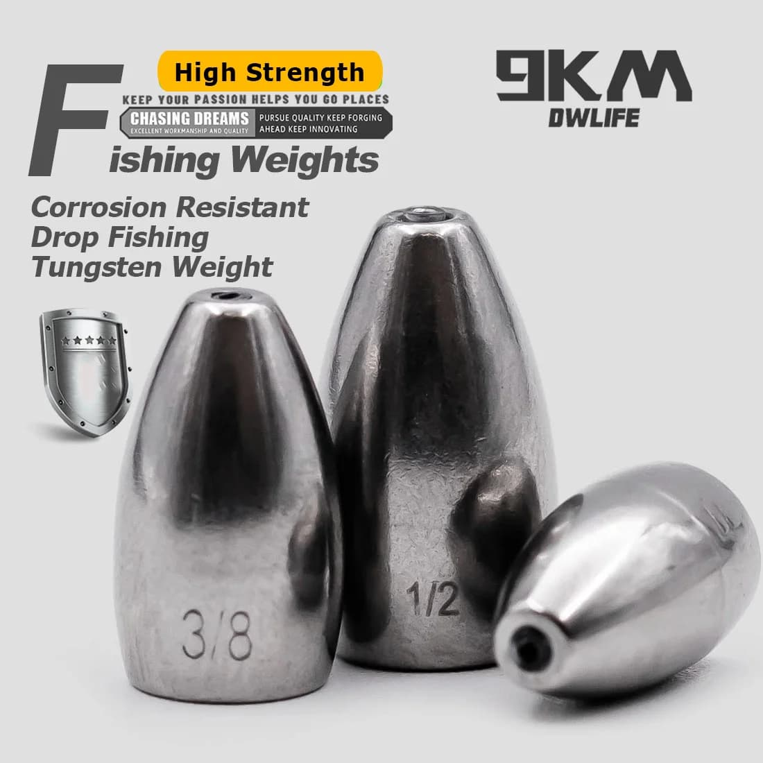 5 Stück Tungsten-Bullet-Angelgewichte