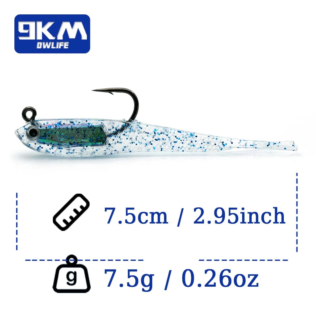 Weiche Swimbait-Köder mit Jigkopf, 5er-Pack