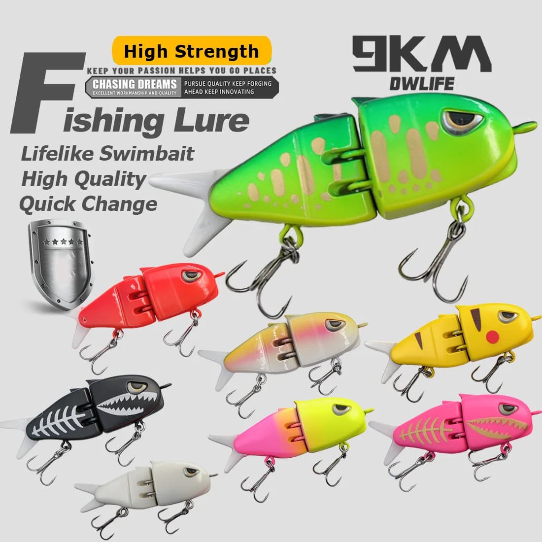 Mini VIB Swimbait langsam sinkende Angelköder mit 3D-Augen