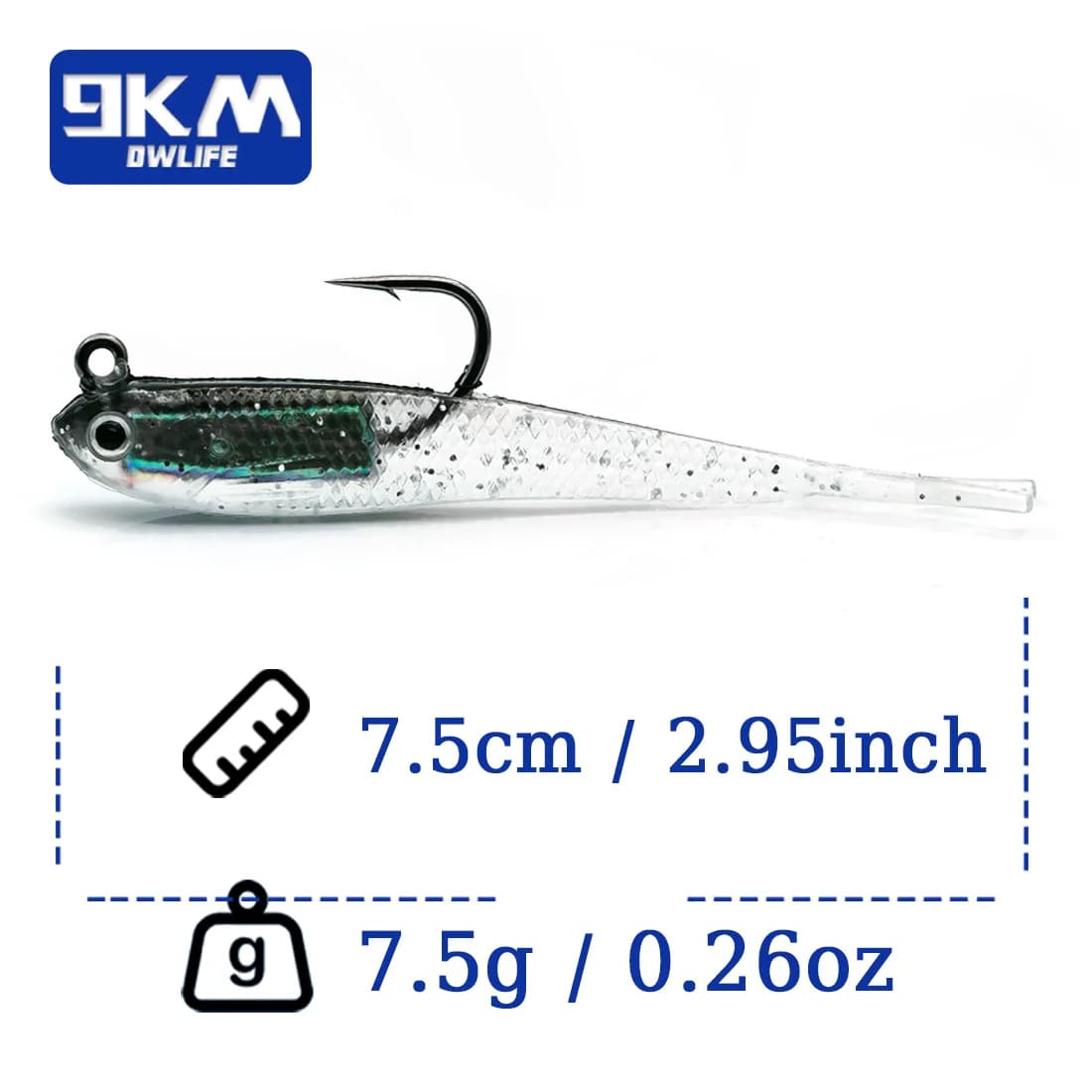 Weiche Swimbait-Köder mit Jigkopf, 5er-Pack