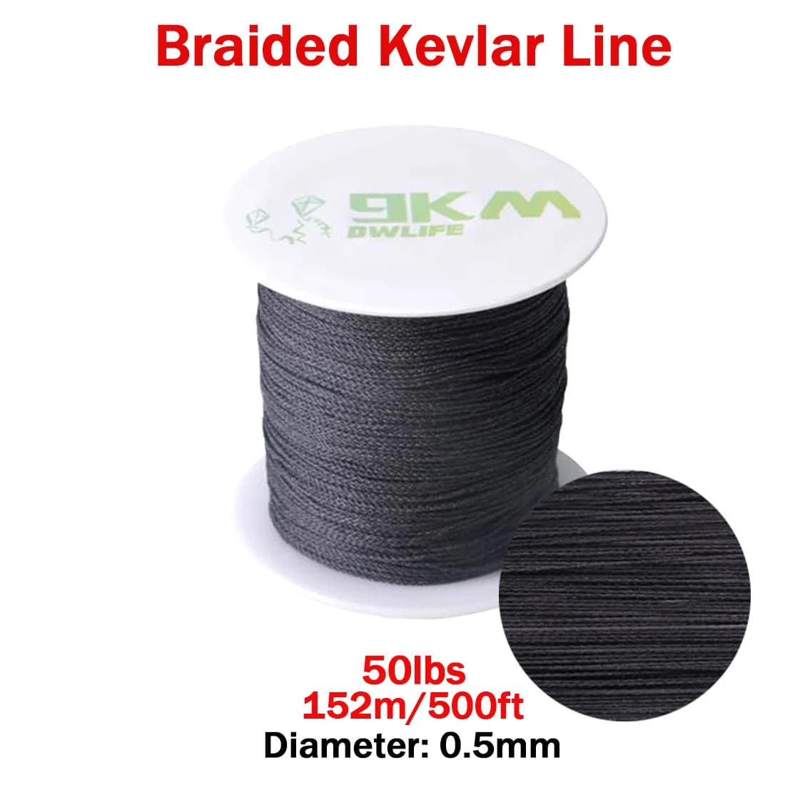 Schwarzes geflochtenes Kevlar-Seil, 50–2000 lbs
