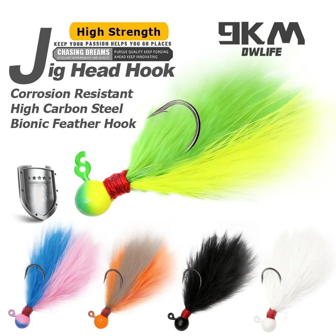 5-teiliges Marabou-Feder-Jig-Set in Mischfarben