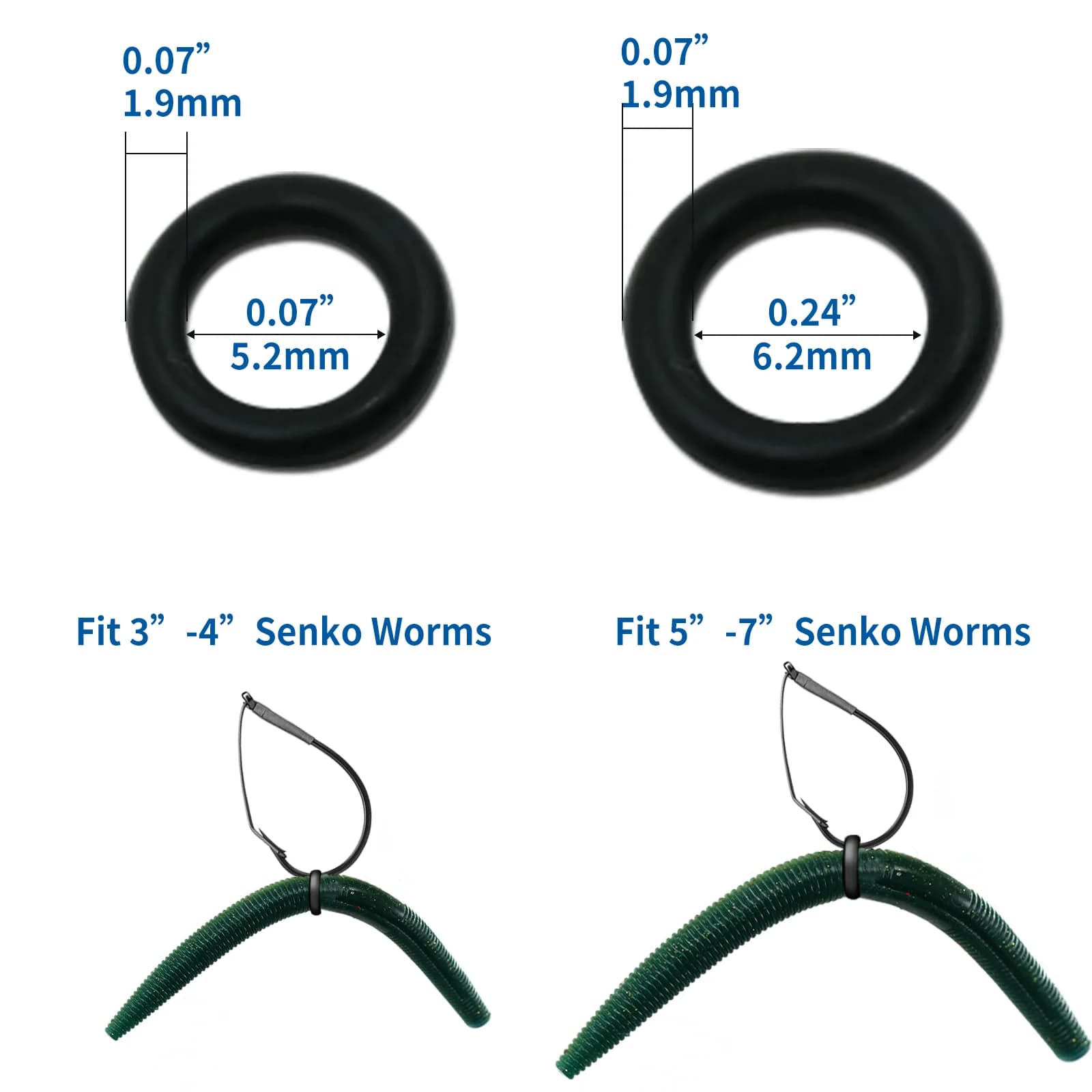 Wacky Rig Tool mit O-Ringen für Gummifische, 50er-Pack