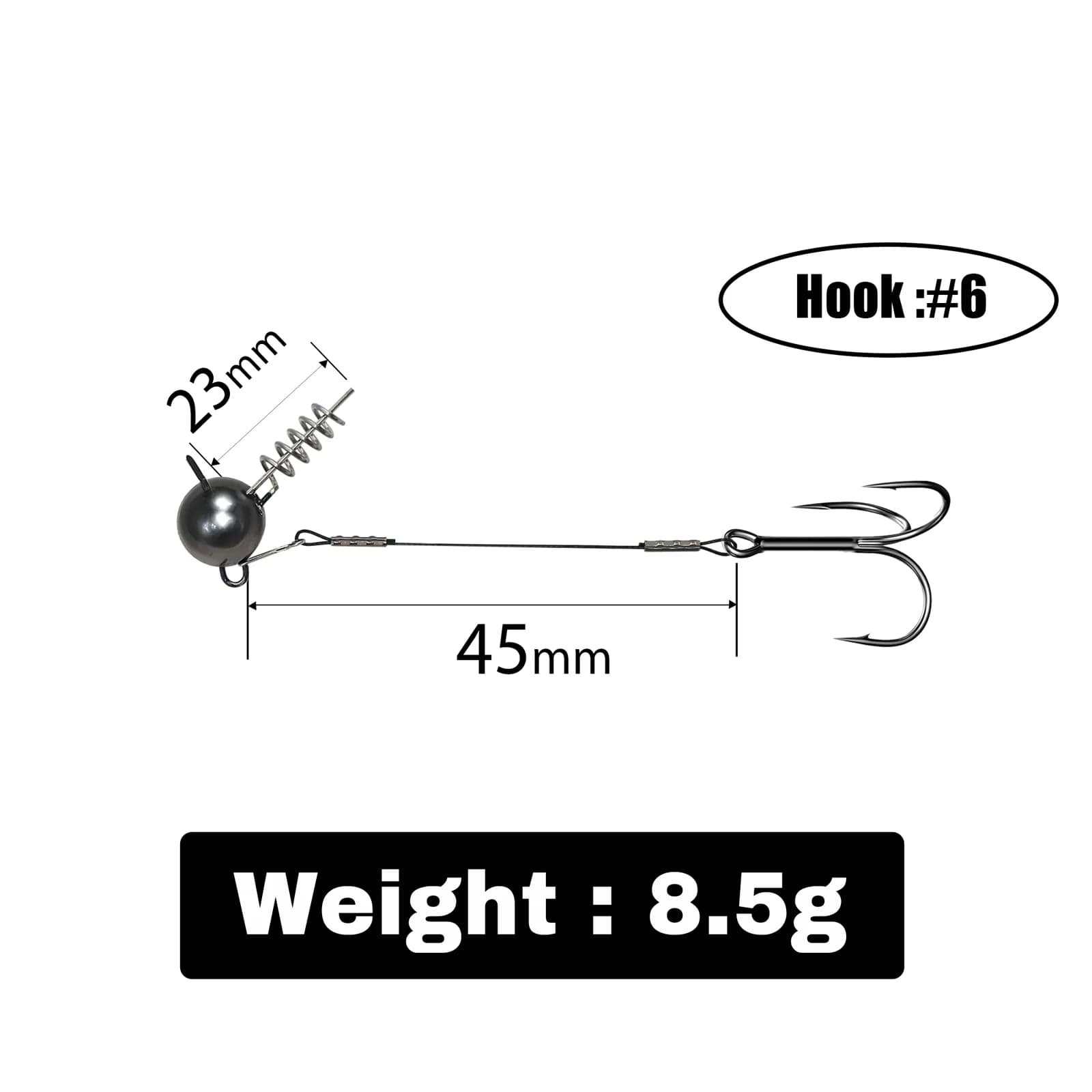 Screwball-Jigkopf Hecht-Stinger-Rigs mit Drillingshaken