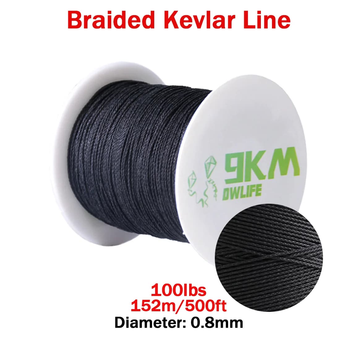 Schwarzes geflochtenes Kevlar-Seil, 50–2000 lbs