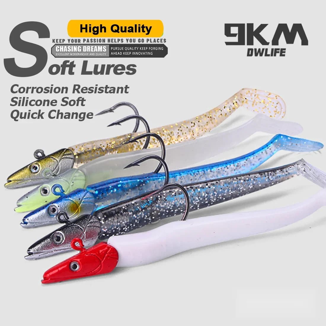 Weichplastik-Swimbait mit Jigkopf und Haken, 1-5 Stück, 12,5 cm